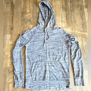 American Eagle Lightweight Gray, Black, White Pullover Hoodie Front Pocket | XS